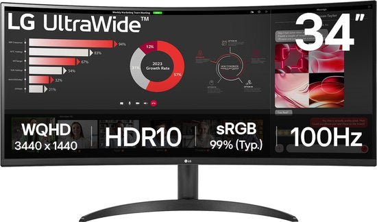 LG34WR50QK-B QHD Curved Ultrawide Monito — zo goed als nieuw