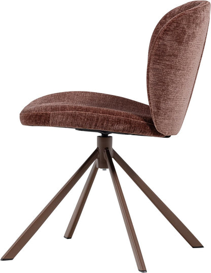 WOOOD Femke Eetkamerstoelen Chenille Bruin Set 2 — nieuw