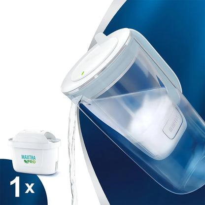 BRITA Glazen Waterfilterkan 2,5L Blauw — zo goed als nieuw