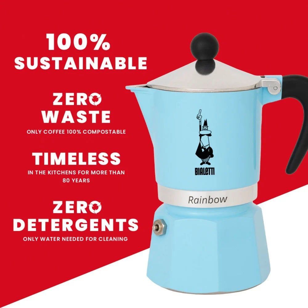 Bialetti Rainbow Azzurro 6 Kops Espressopot — nieuw