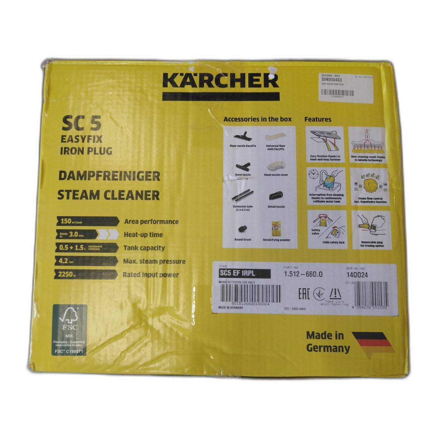 Kärcher SC5 EasyFix Stoomreiniger — zo goed als nieuw