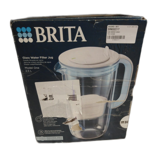 BRITA Glazen Waterfilterkan 2,5L Blauw — zo goed als nieuw