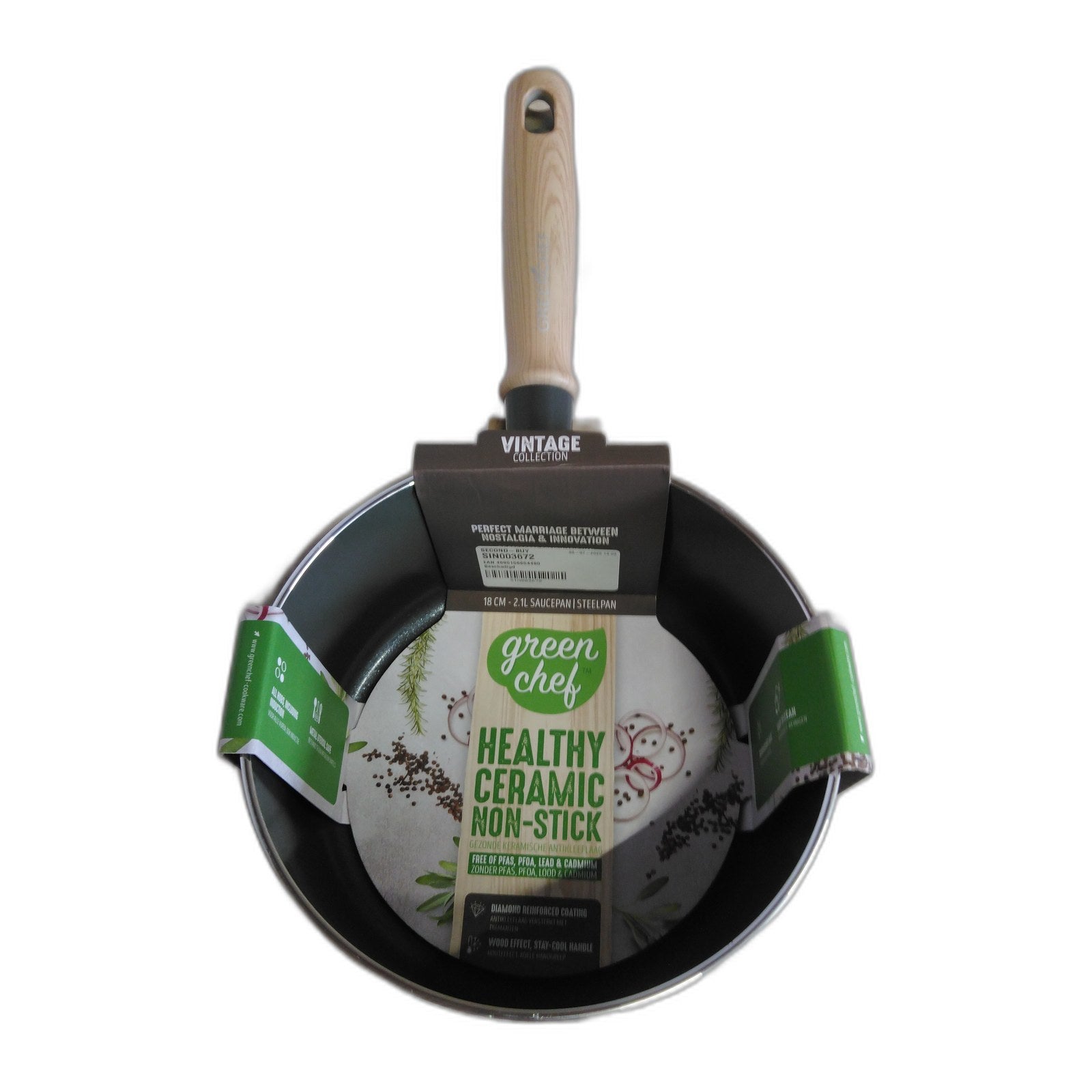 GreenChef Vintage Steelpan 18cm keramisch — gebruikt