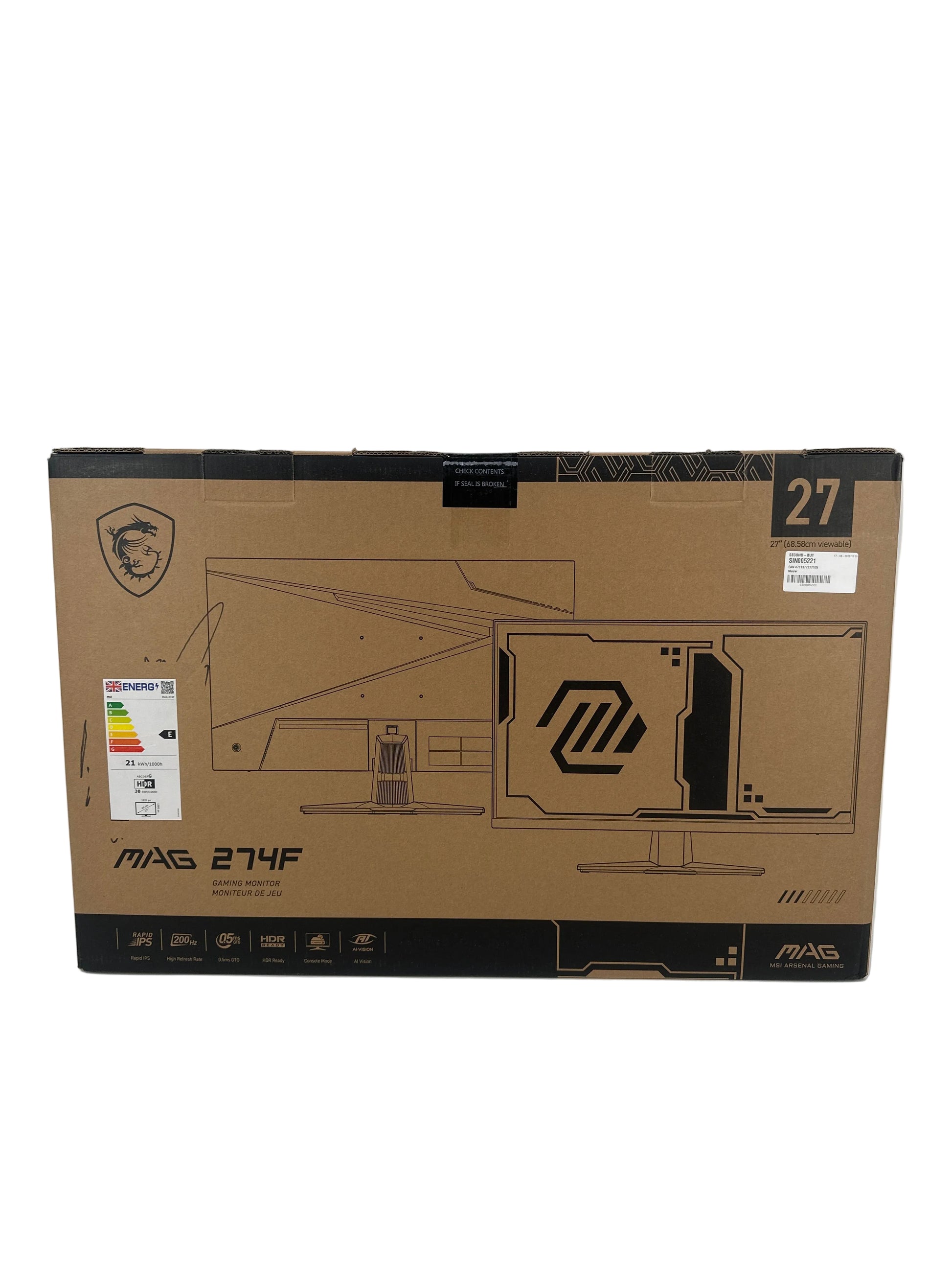 MSI MAG274F Full HD Gaming Monitor — nieuw