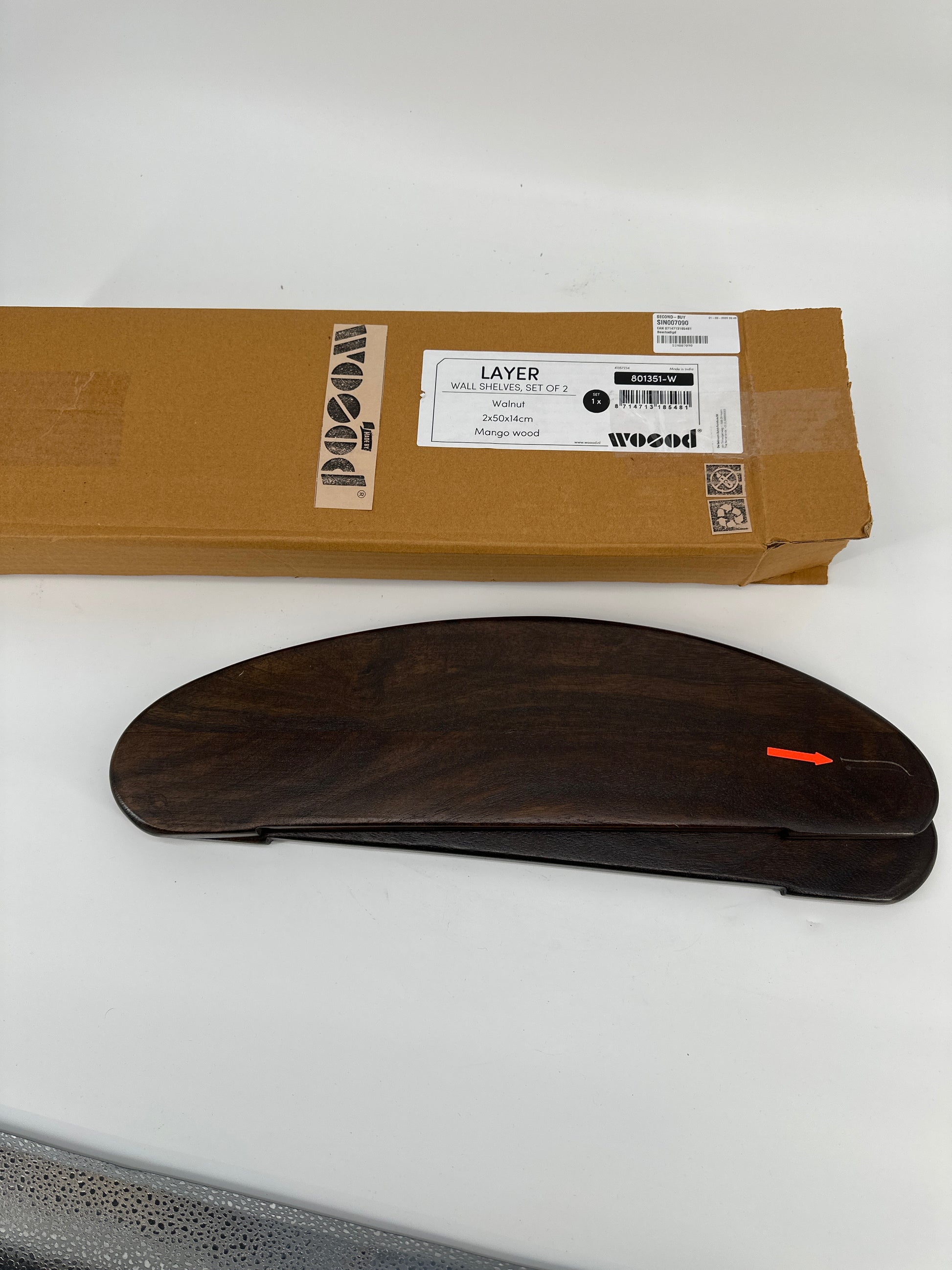 WOOOD Set van 2 Wandplanken Layer — nieuw