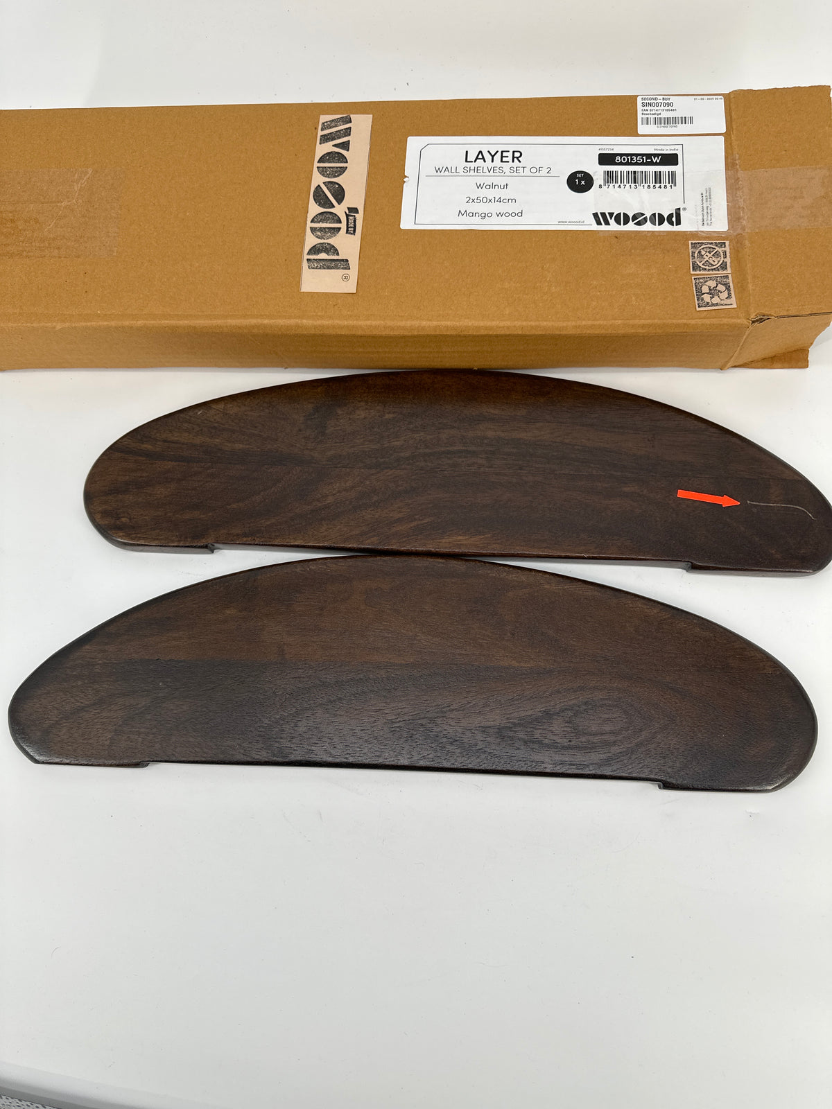 WOOOD Set van 2 Wandplanken Layer — nieuw