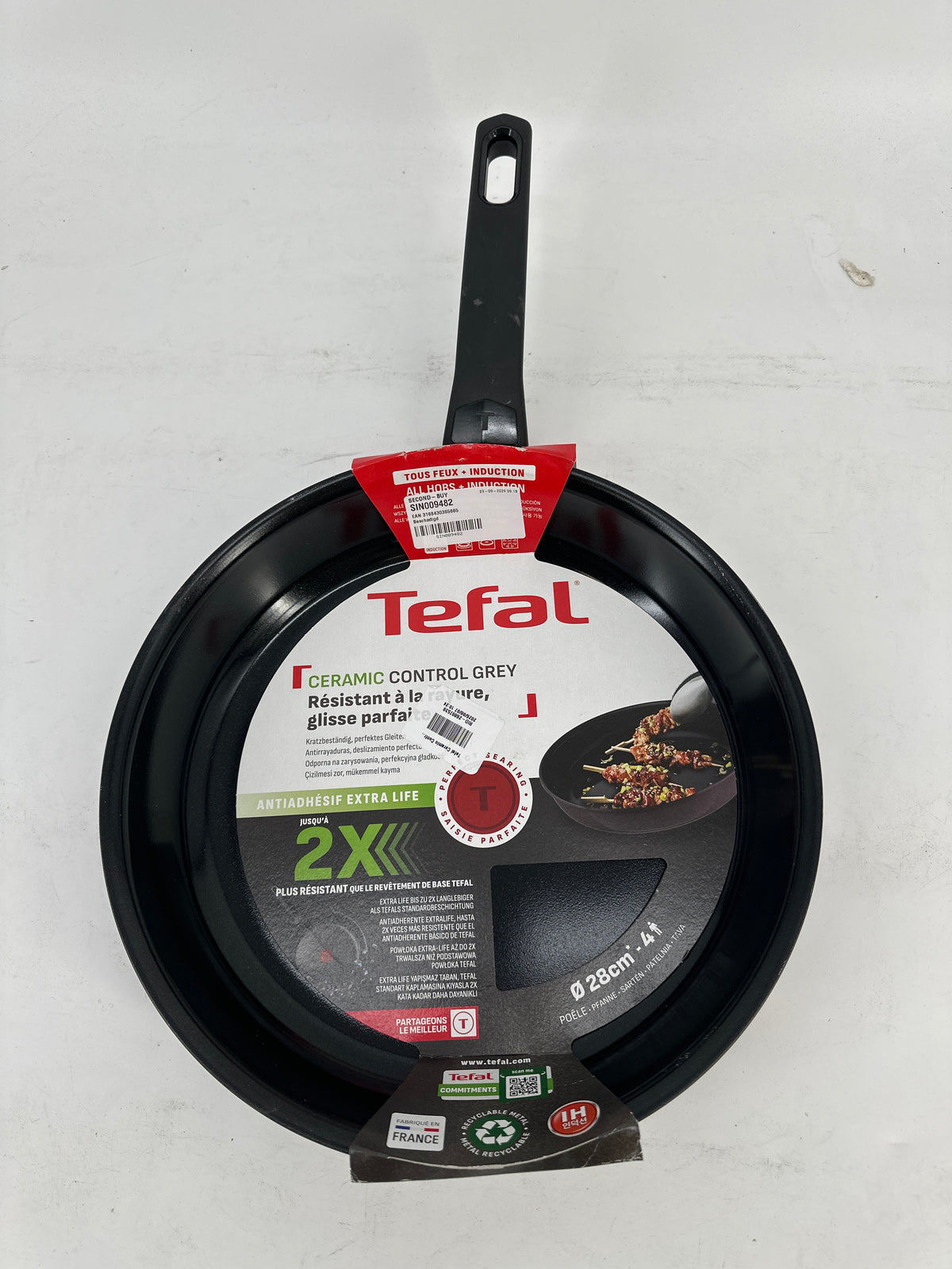 Tefal Ceramic Control Grey Koekenpan — nieuw