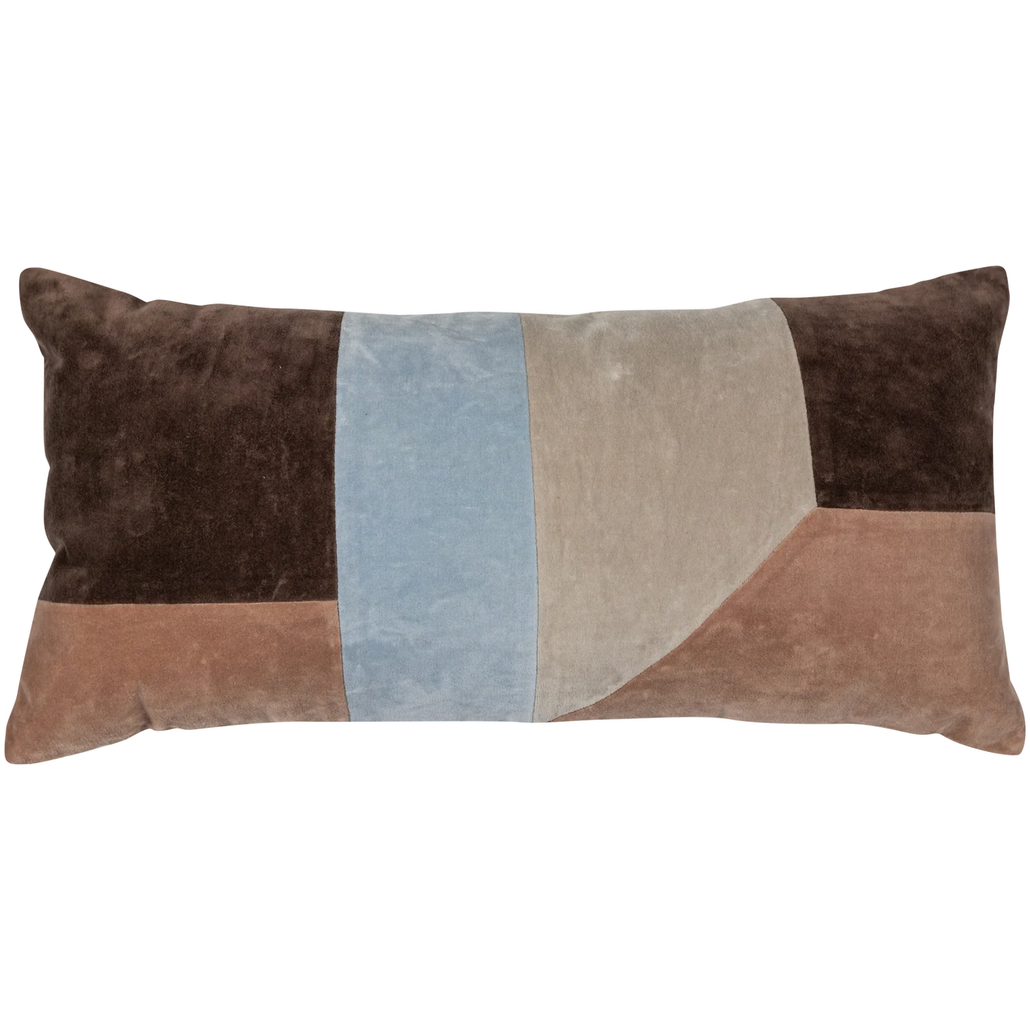 WOOOD Laon Kussens - Velvet stof - Naturel/Blauw - Set Van 3
