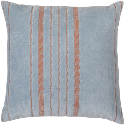 WOOOD Laon Kussens - Velvet stof - Naturel/Blauw - Set Van 3