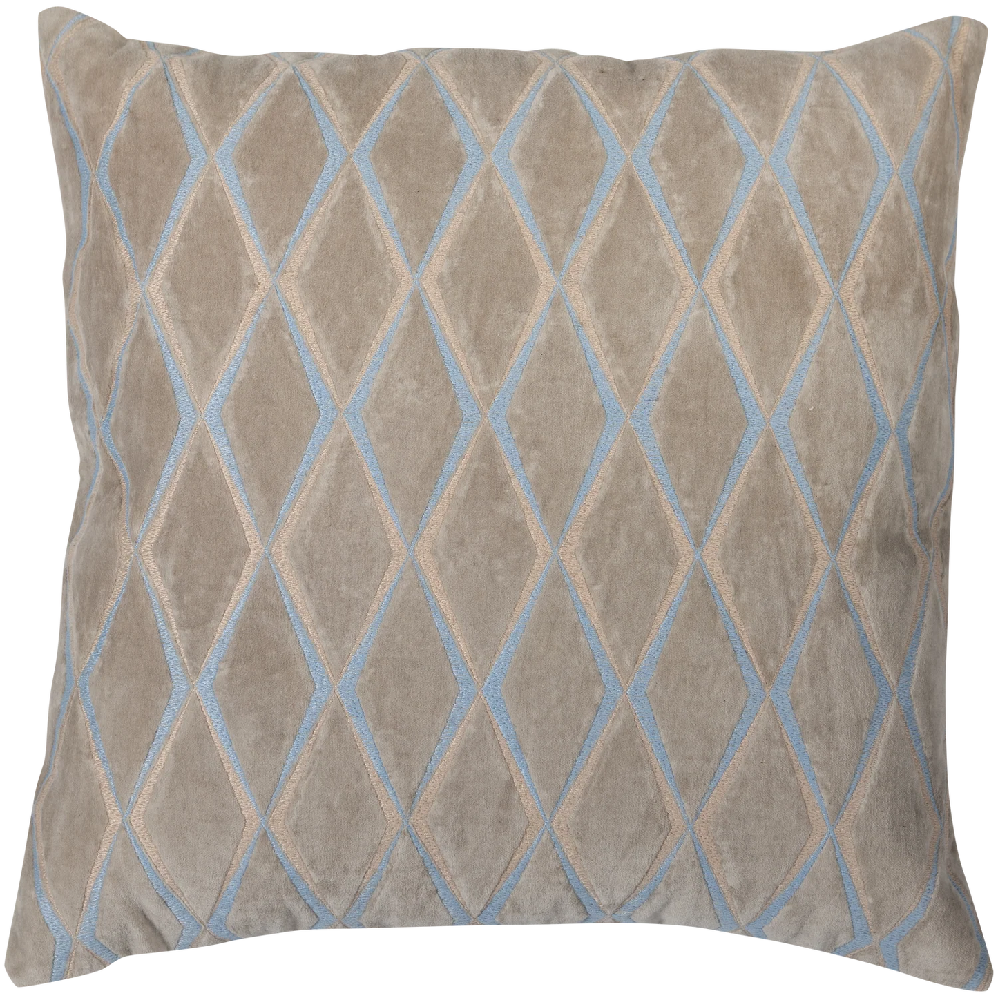 WOOOD Laon Kussens - Velvet stof - Naturel/Blauw - Set Van 3