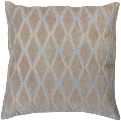 WOOOD Laon Kussens - Velvet stof - Naturel/Blauw - Set Van 3