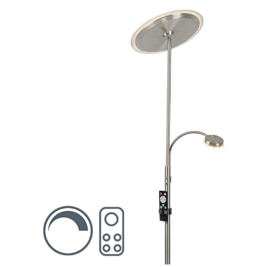 Briloner Leuchten AGILED Vloerlamp met afstandsbediening - Met zwenkarm - H 1800 mm - Staal