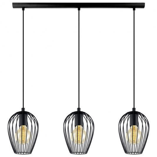 Eglo Hanglamp Newtown Staal Zwart | IP20 - Geschikt voor 3x E27 — Zeer goed