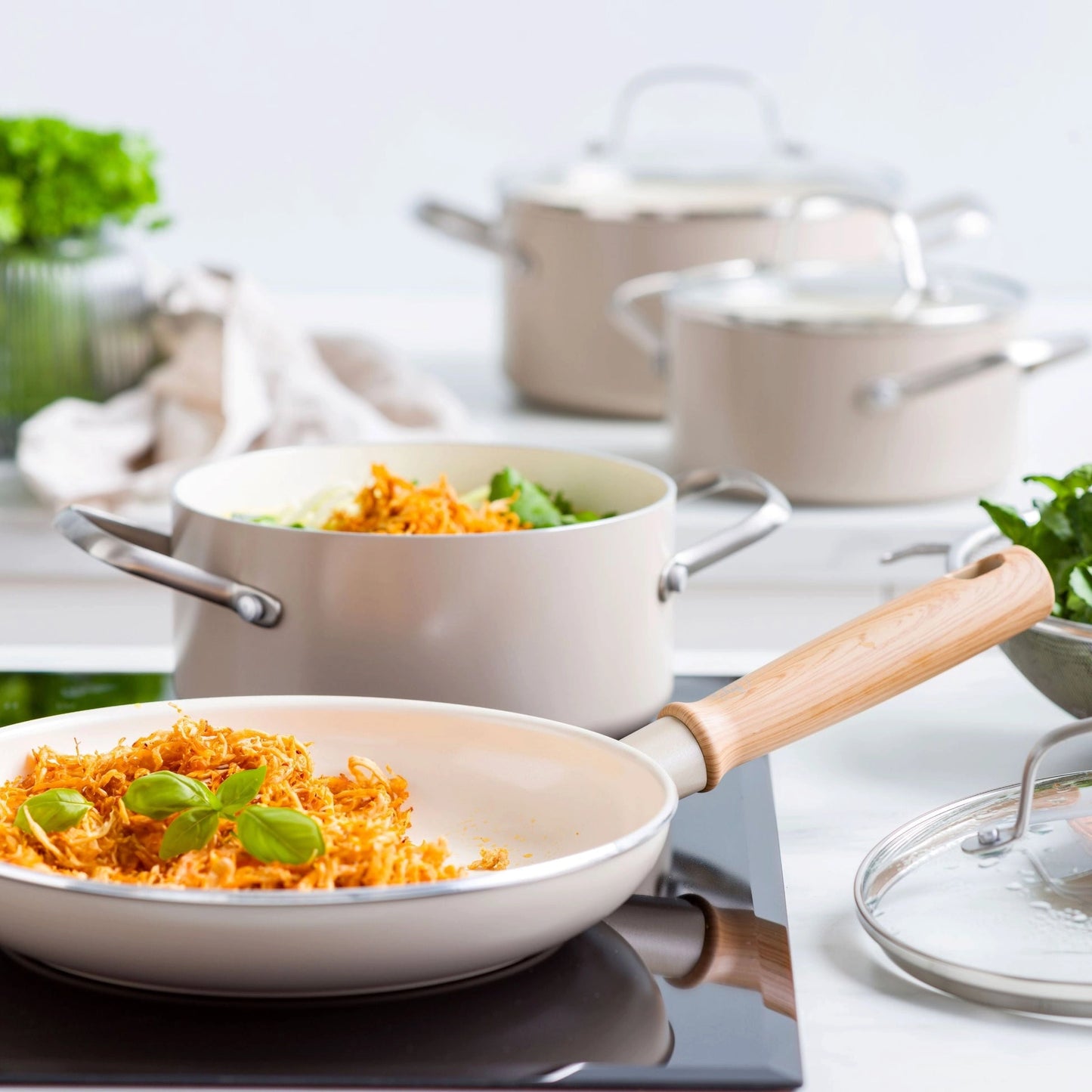 GreenChef Nordics keramische inductie koekenpan 28cm Crème — Zeer goed