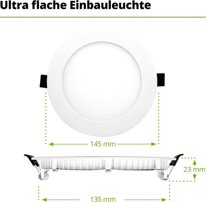 HAGEMANN 4 x LED Inbouwspots Rond 9 Watt 890 lm IP20 - 135 mm Boorgat 230 V Inbouwspot - LED Plafondspots Vervangen 75 W Halogeen [Energieklasse E]