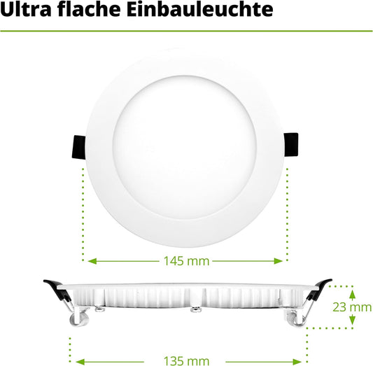 HAGEMANN 4 x LED Inbouwspots Rond 9 Watt 890 lm IP20 - 135 mm Boorgat 230 V Inbouwspot - LED Plafondspots Vervangen 75 W Halogeen [Energieklasse E]