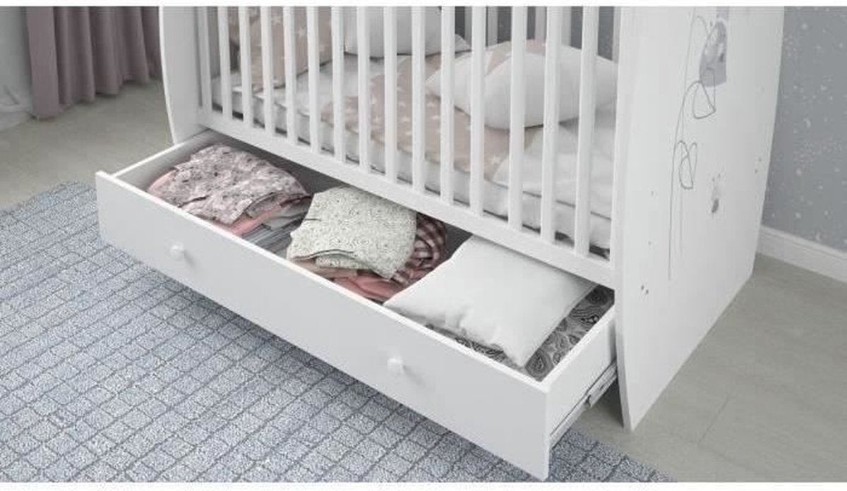 HOGE KORTING Kinderbed 120 x 60 met lade - Wit