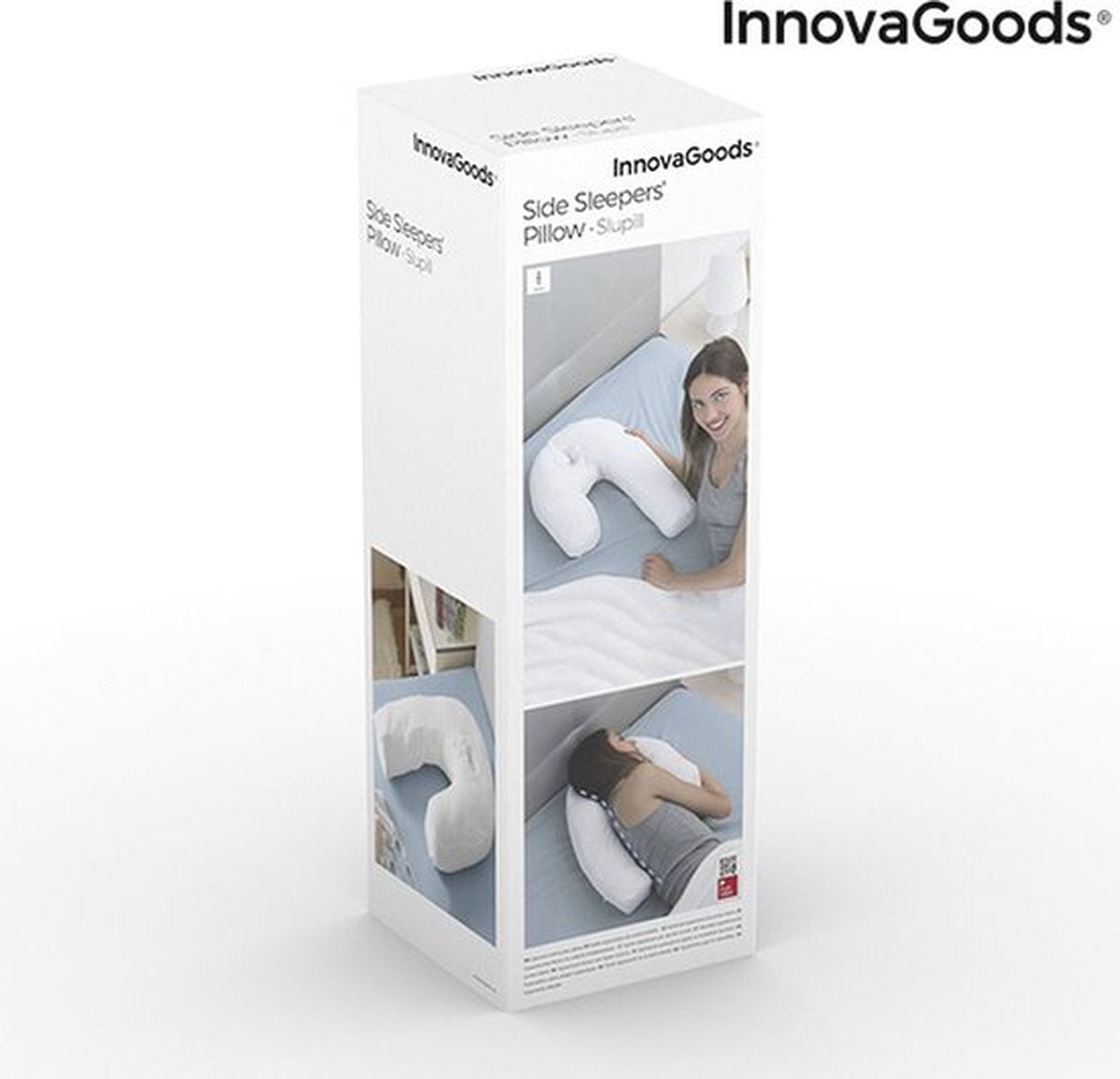 InnovaGoods Relax Slaapkussen - Ergonomisch -Lichaamskussen- U-vormig Zijslaapkussen - 60% Polyester - Wit