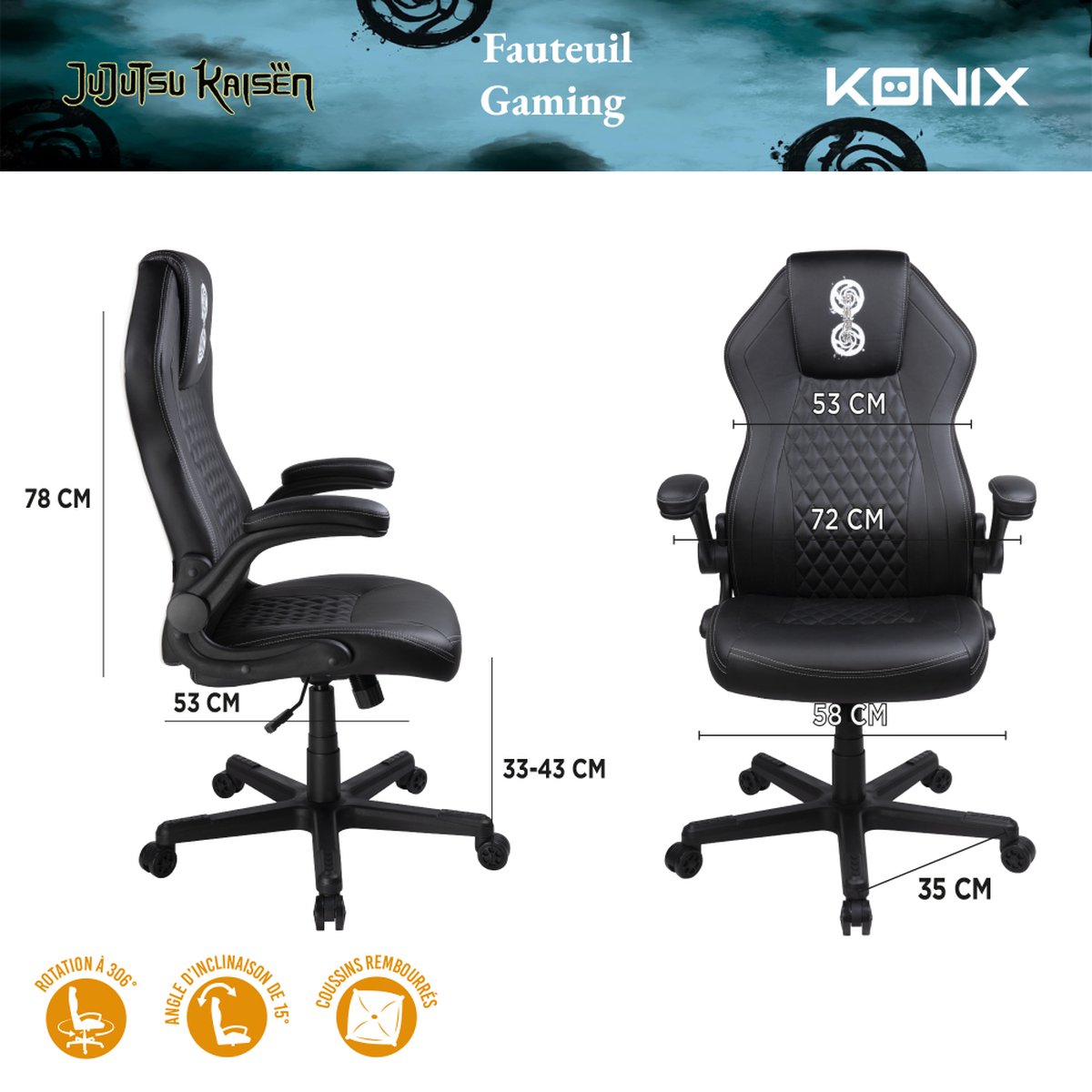 Jujutsu Kaisen - premium gaming chair - 360° draaibaar - max 150kg - verstelbaar - ergonomisch