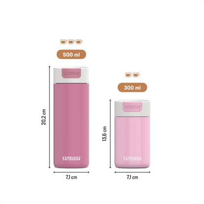 Kambukka Olympus Thermosbeker 500 ml - Koffiebeker To Go - makkelijk reinigen - lekvrije Koffiebeker RVS - Theebeker - Travel Mug - Macaron Pink