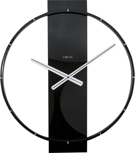 NeXtime - Wandklok- 50.8 x 58.2 x 4.3 cm - Hout/Staal - Zwart - 'Carl'