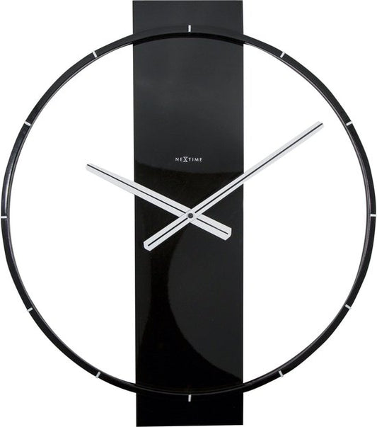 NeXtime - Wandklok- 50.8 x 58.2 x 4.3 cm - Hout/Staal - Zwart - 'Carl'