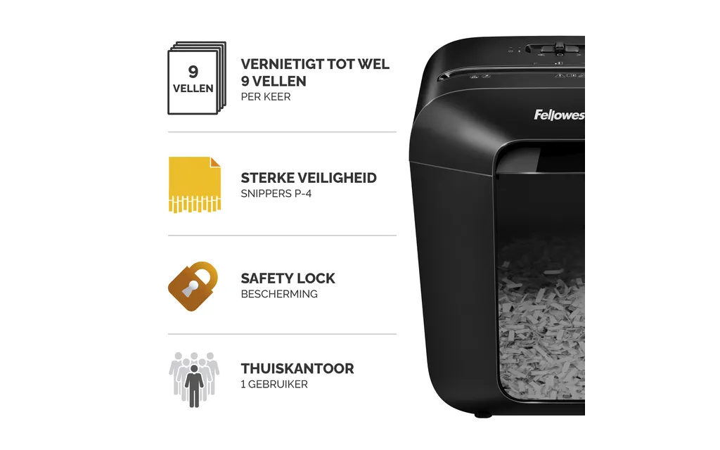 Papiervernietiger Fellowes Powershred LX50 snippers 4x37mm zwart P-4