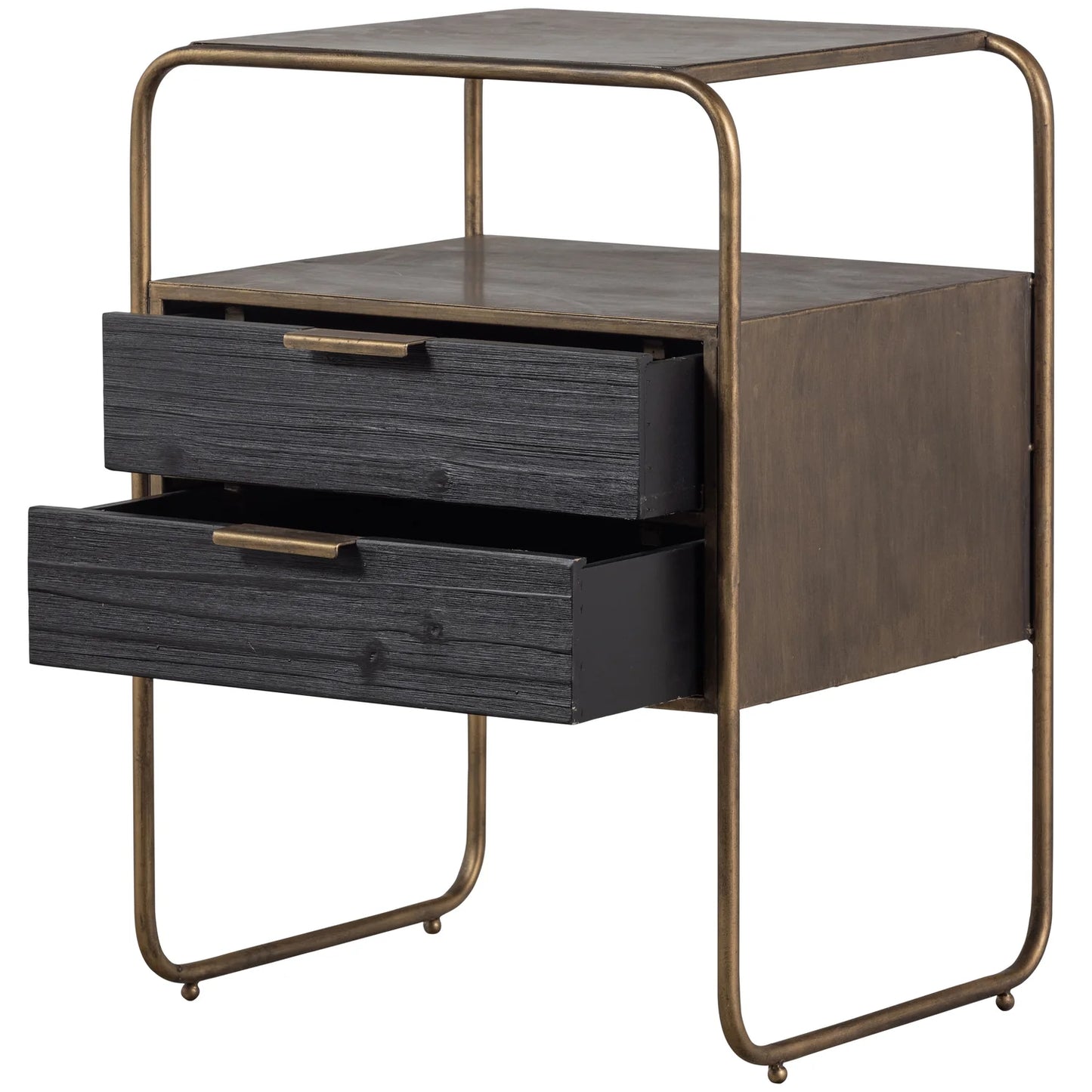 WOOOD Polite nachtkastje metaal/hout antique brass