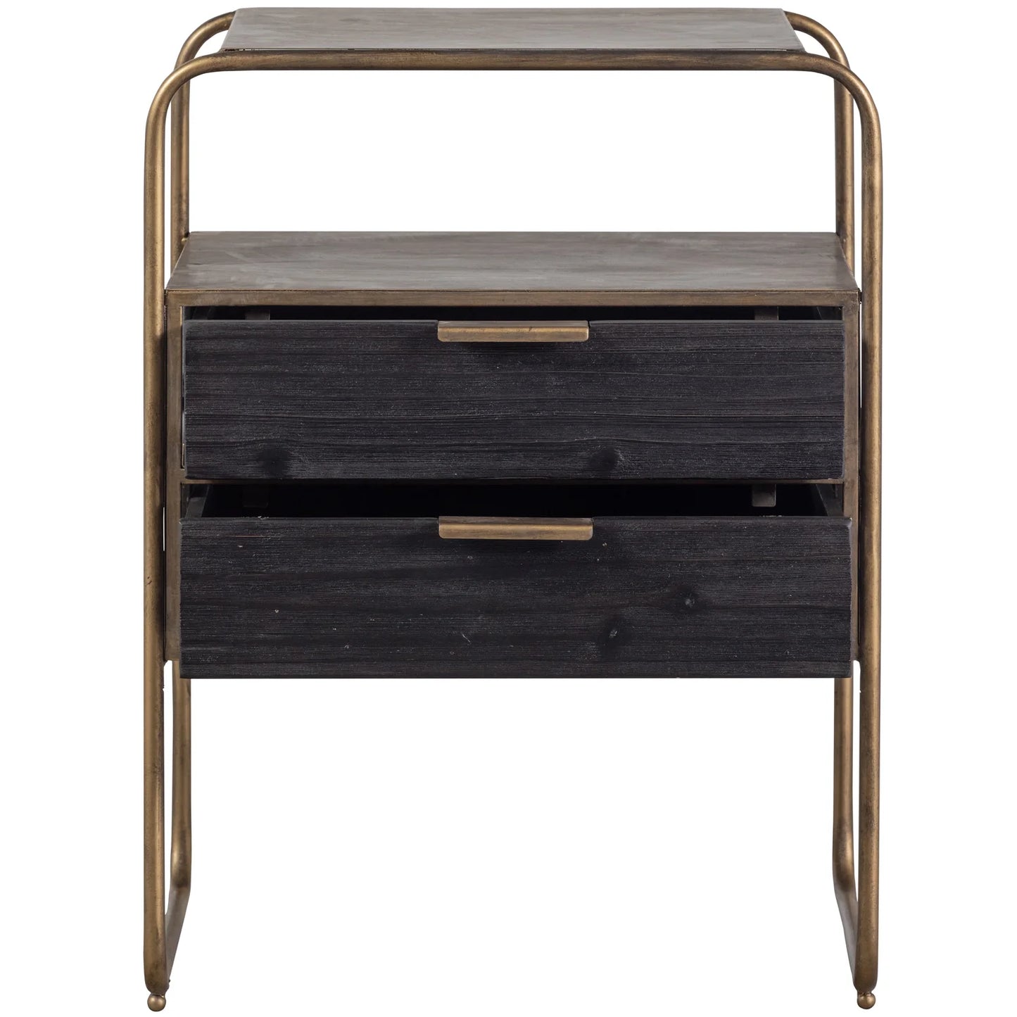WOOOD Polite nachtkastje metaal/hout antique brass