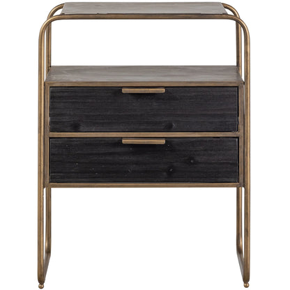 WOOOD Polite nachtkastje metaal/hout antique brass
