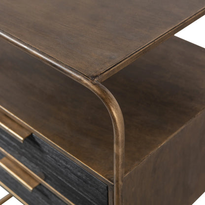 WOOOD Polite nachtkastje metaal/hout antique brass