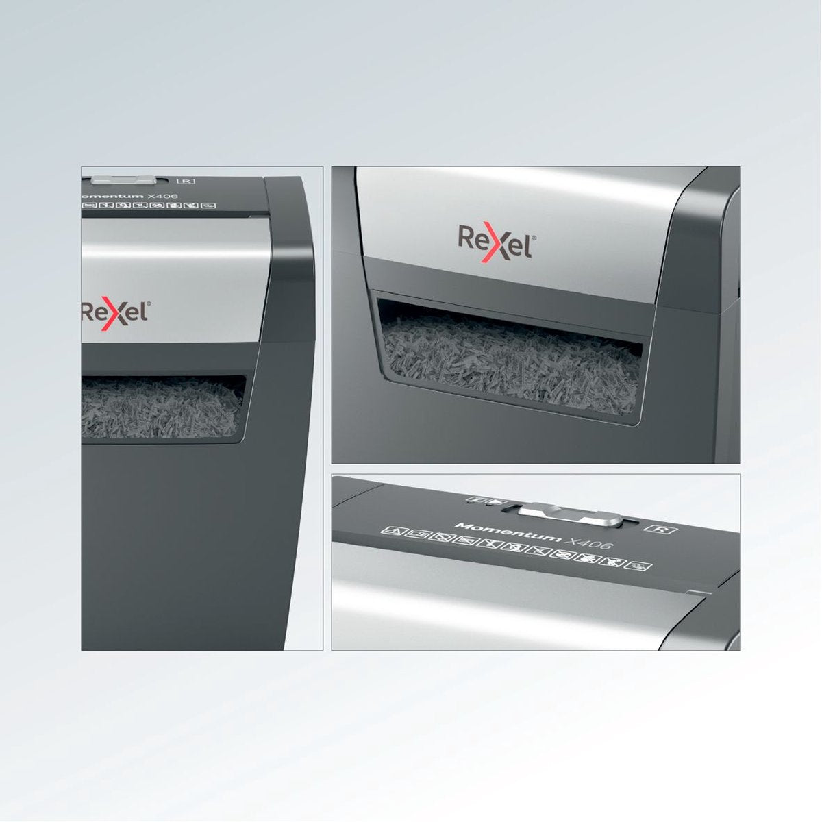Rexel Momentum X406 Papierversnipperaar P-4 Snippers voor Thuiswerkplek - Invoer tot 6 A4 Vellen - Zwart