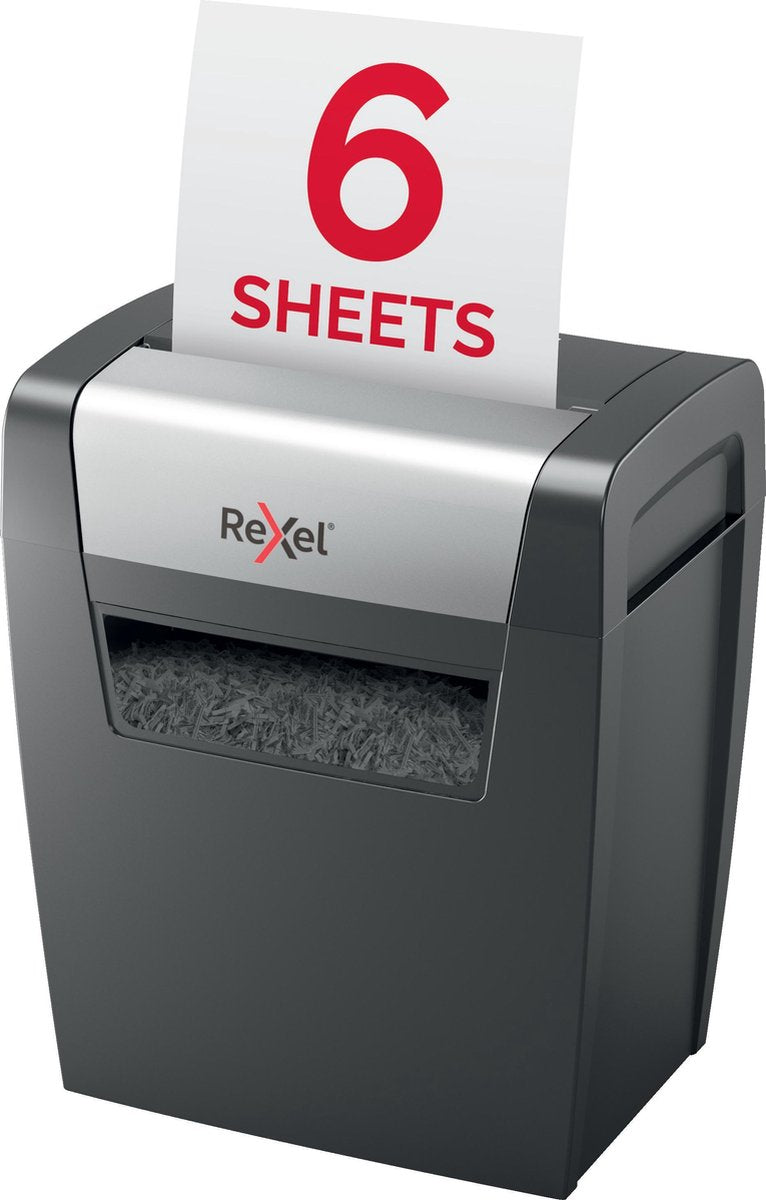 Rexel Momentum X406 Papierversnipperaar P-4 Snippers voor Thuiswerkplek - Invoer tot 6 A4 Vellen - Zwart