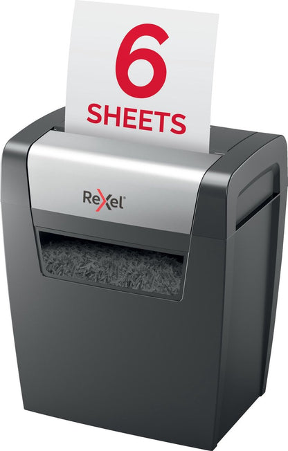 Rexel Momentum X406 Papierversnipperaar P-4 Snippers voor Thuiswerkplek - Invoer tot 6 A4 Vellen - Zwart