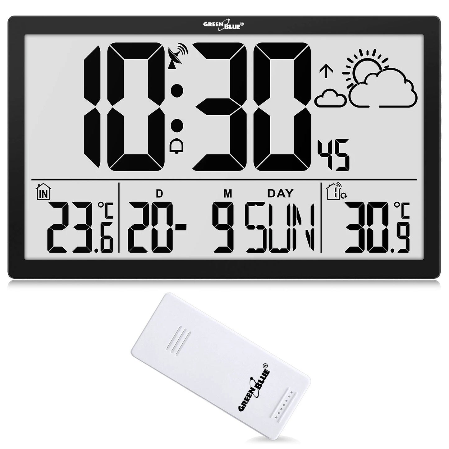 GreenBlue LCD Wandklok met weerstation G — zo goed als nieuw