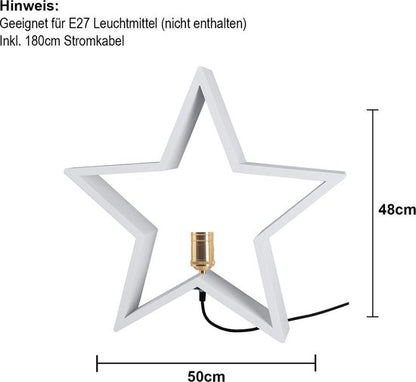 STAR Trading Lysekil Kerst Tafellamp Ster - E27 - 50 cm hout/staal/wit/geelkoper — NIEUW