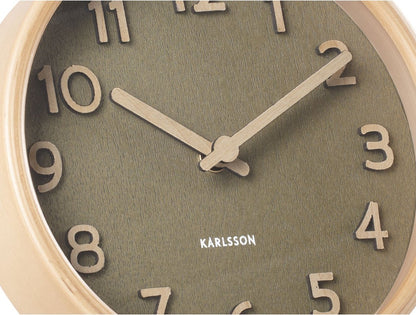 Table clock Pure wood grain moss green
