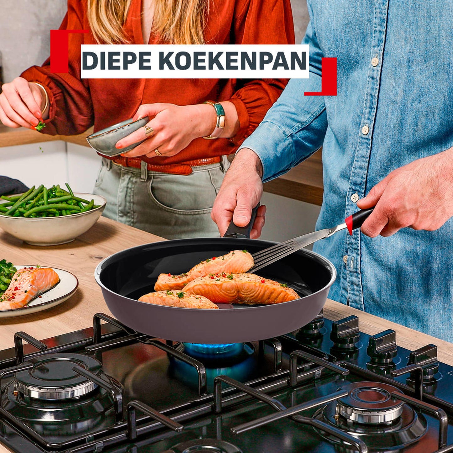 Tefal Ceramic Control Grey Koekenpan — zo goed als nieuw