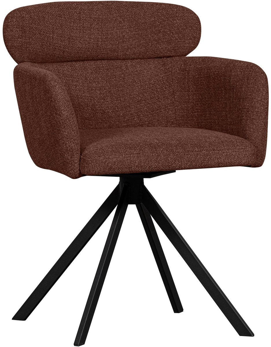 WOOOD Fenne Draaibare Eetkamerstoel - Geweven Stof - Kastanje Rood/Bruin - 80x58x60