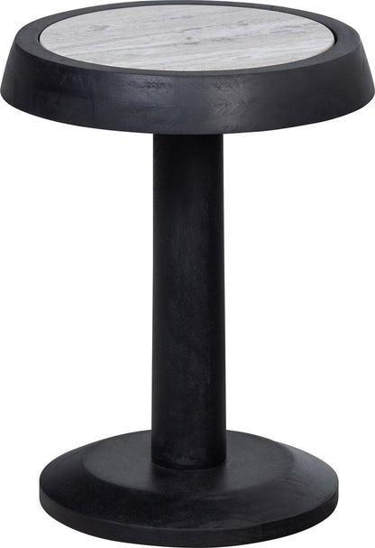 WOOOD Nanne Bijzettafel - Mangohout/marmer - Zwart - 46xØ36